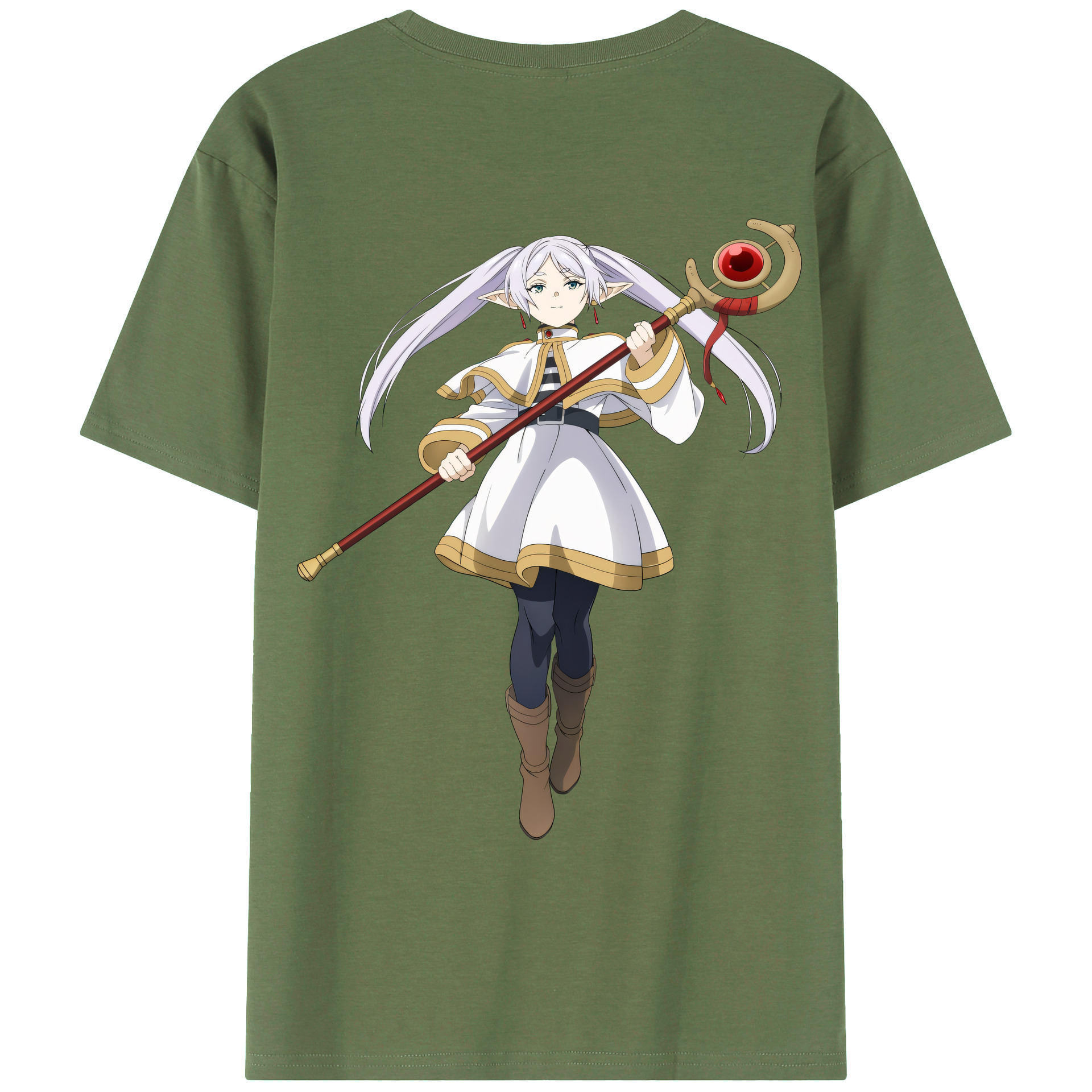 （画像用） 葬送のフリーレン Frieren 綿100％ メンズ半袖Tシャツ（バックプリント） 通気性